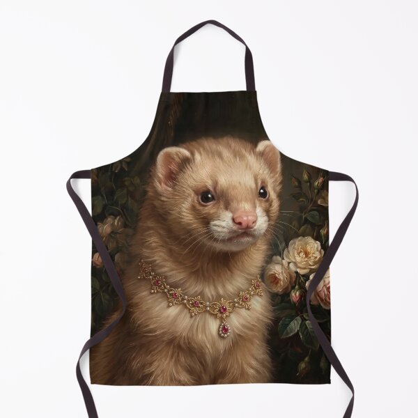 Item preview, Regal Cinnamon Ferret with Ruby Gold Necklace designed and sold by Real Beast Art.