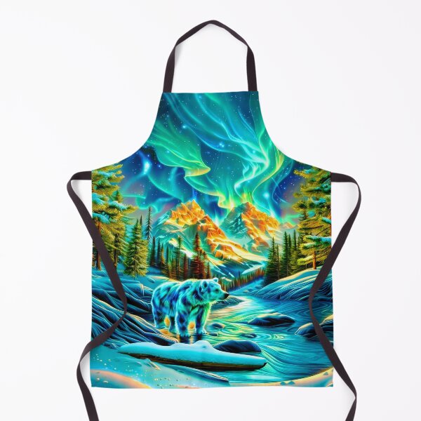Item preview, Winter Bear Under Aurora Borealis  – Snowy Mountain Forest Art designed and sold by MargaretWiktor.