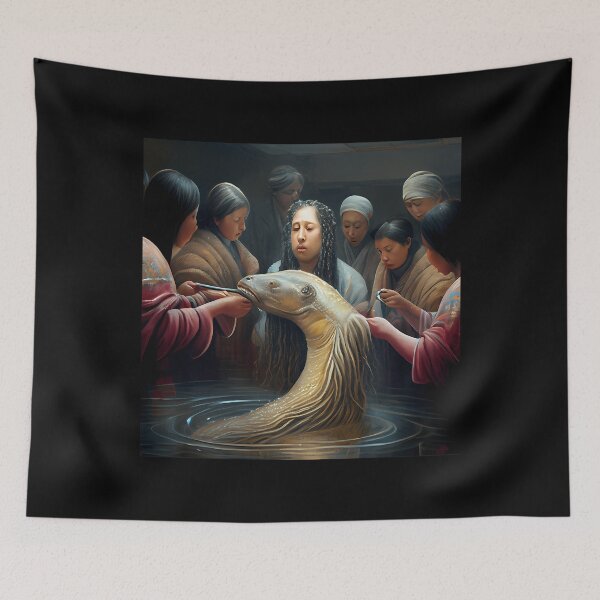 Item preview, Celebrating A Lungfish A Hairbrushing Ceremony Digital Painting designed and sold by BlancoTompkins.