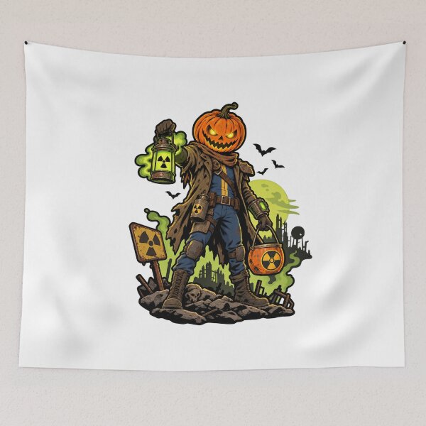 Item preview, Halloween Pumpkin Wastelander In Toxic Ruins designed and sold by IllustrifyArts.