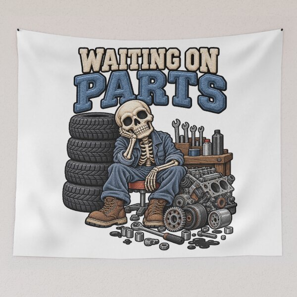 Item preview, Waiting On Parts Funny Car Mechanic Skeleton designed and sold by ArtDesignTp.