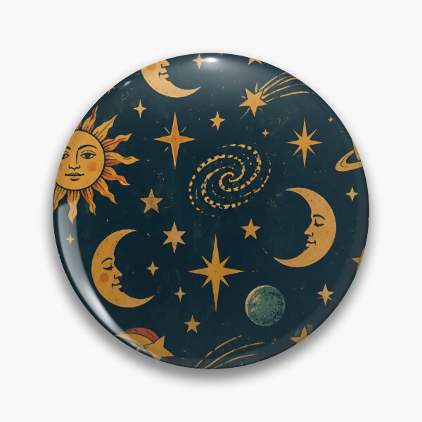 Item preview, Vintage Celestial Sun Moon Stars Gold Astrology Pattern designed and sold by BloomOfDesign.