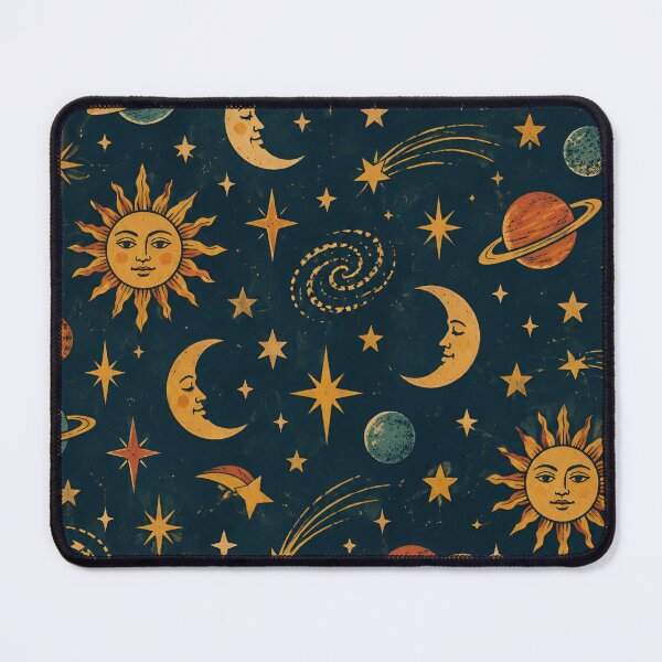 Item preview, Vintage Celestial Sun Moon Stars Gold Astrology Pattern designed and sold by BloomOfDesign.
