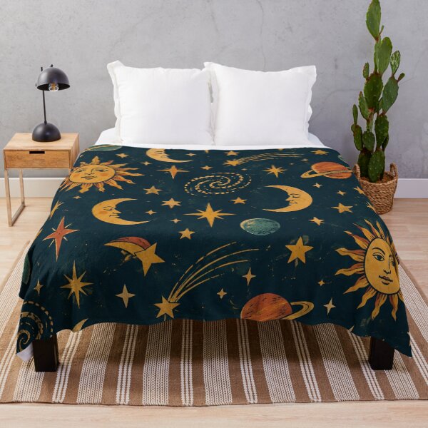 Item preview, Vintage Celestial Sun Moon Stars Gold Astrology Pattern designed and sold by BloomOfDesign.