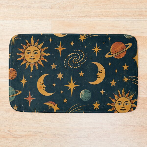 Item preview, Vintage Celestial Sun Moon Stars Gold Astrology Pattern designed and sold by BloomOfDesign.
