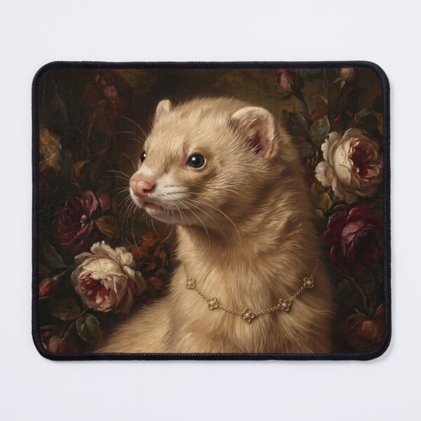 Item preview, Regal Light Cinnamon Ferret with Gold Necklace designed and sold by Real Beast Art.