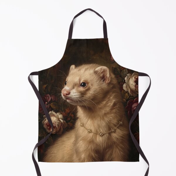 Item preview, Regal Light Cinnamon Ferret with Gold Necklace designed and sold by Real Beast Art.