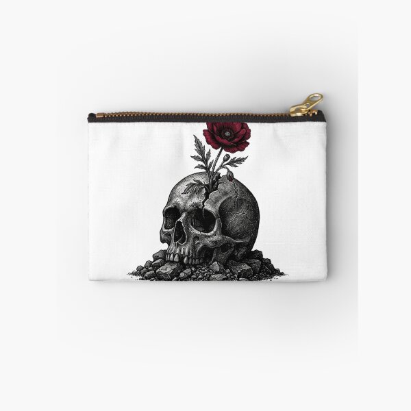 Item preview, Gothic Skull and Red Poppy Flower Art designed and sold by Sanan Israyilli.