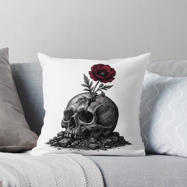 Item preview, Gothic Skull and Red Poppy Flower Art designed and sold by Sanan Israyilli.