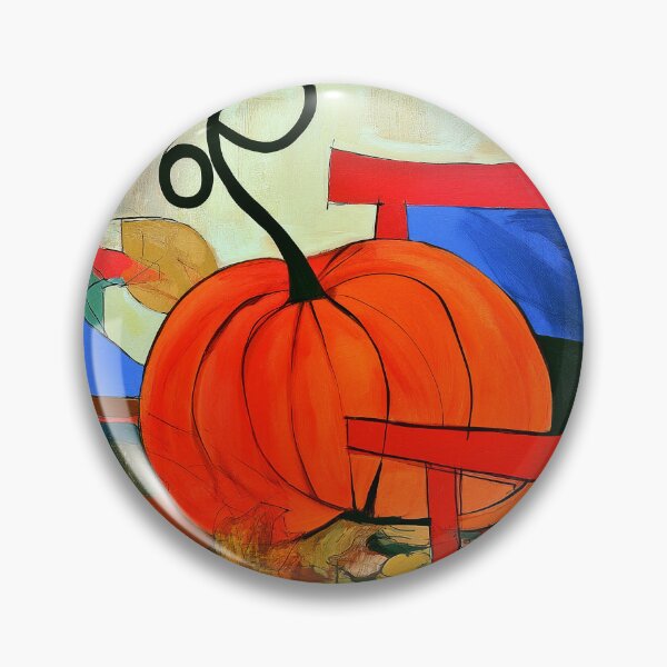 Item preview, Autumn Pumpkin on a Red Chair in Vibrant Abstract Style with Bold Colors and Seasonal Fall Energy designed and sold by OlfactoART Studio.