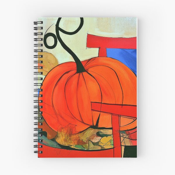 Item preview, Autumn Pumpkin on a Red Chair in Vibrant Abstract Style with Bold Colors and Seasonal Fall Energy designed and sold by OlfactoART Studio.