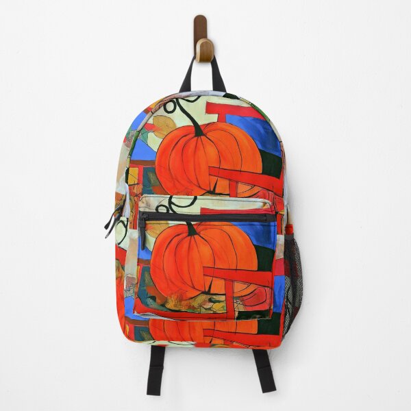 Item preview, Autumn Pumpkin on a Red Chair in Vibrant Abstract Style with Bold Colors and Seasonal Fall Energy designed and sold by OlfactoART Studio.