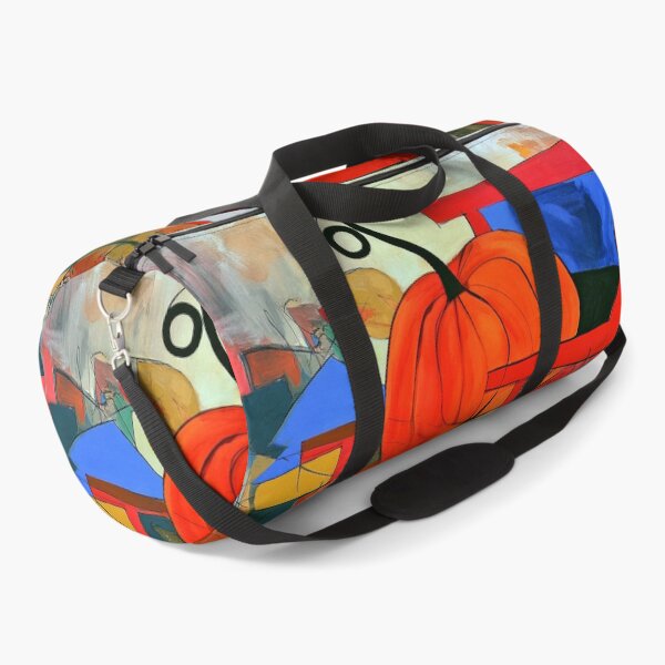 Item preview, Autumn Pumpkin on a Red Chair in Vibrant Abstract Style with Bold Colors and Seasonal Fall Energy designed and sold by OlfactoART Studio.