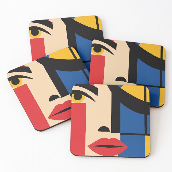 Item preview, Geometric Bauhaus Woman Portrait — Abstract Mid-Century Pop Art Face designed and sold by RamyGallery.