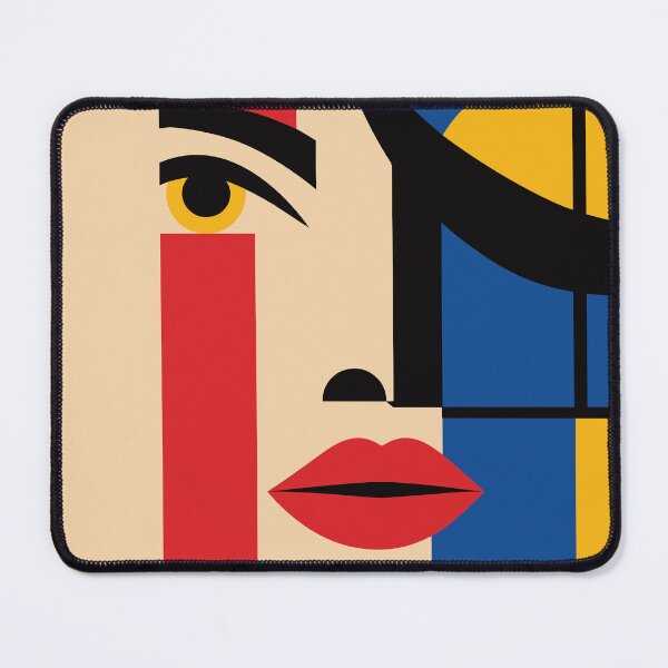 Item preview, Geometric Bauhaus Woman Portrait — Abstract Mid-Century Pop Art Face designed and sold by RamyGallery.