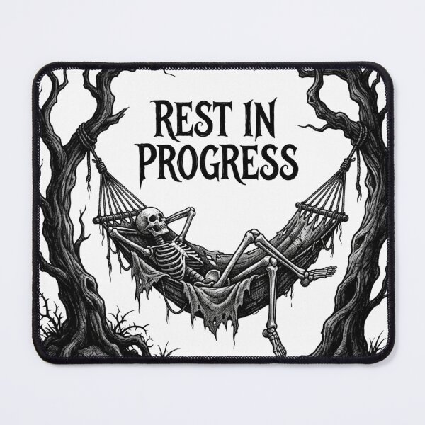 Item preview, Rest in Progress Funny Skeleton Hammock Art designed and sold by Sanan Israyilli.