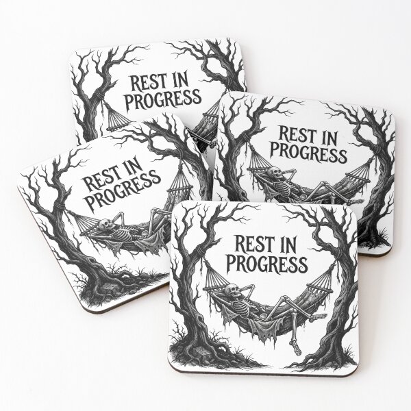 Item preview, Rest in Progress Funny Skeleton Hammock Art designed and sold by Sanan Israyilli.
