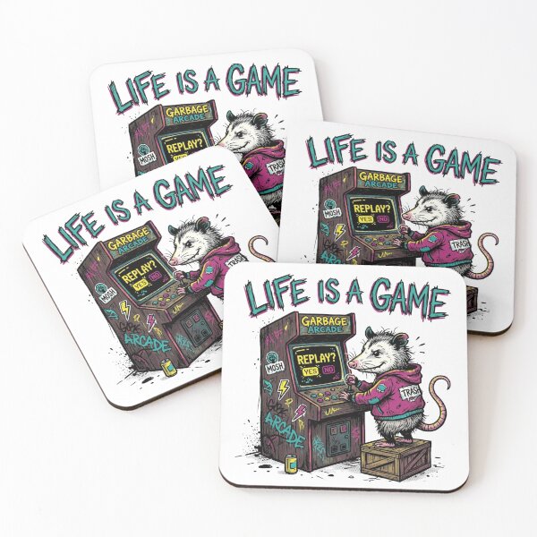 Item preview, Life is a Game Arcade Opossum Art designed and sold by Sanan Israyilli.