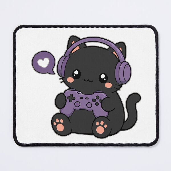 Item preview, Adorable Gamer Cat with Headphones Controller designed and sold by Simon-art-land.