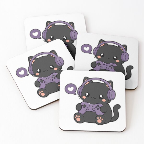 Item preview, Adorable Gamer Cat with Headphones Controller designed and sold by Simon-art-land.