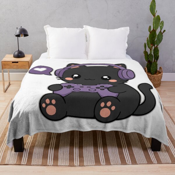 Item preview, Adorable Gamer Cat with Headphones Controller designed and sold by Simon-art-land.