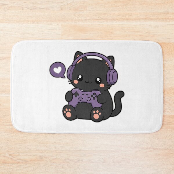 Item preview, Adorable Gamer Cat with Headphones Controller designed and sold by Simon-art-land.
