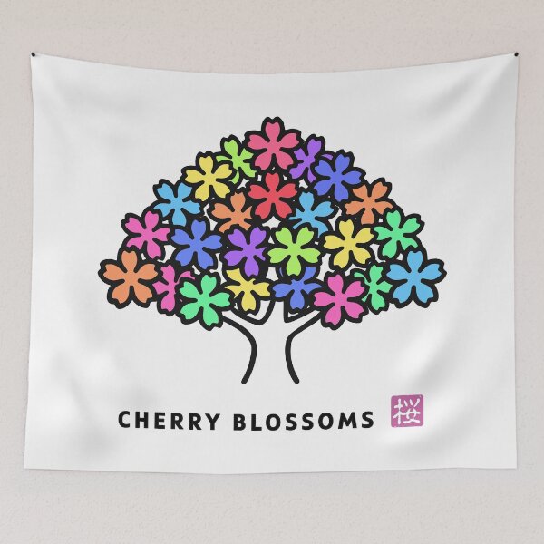 Item preview, Colorful Sakura Cherry Blossom Tree with Kanji Stamp designed and sold by リクイペル.
