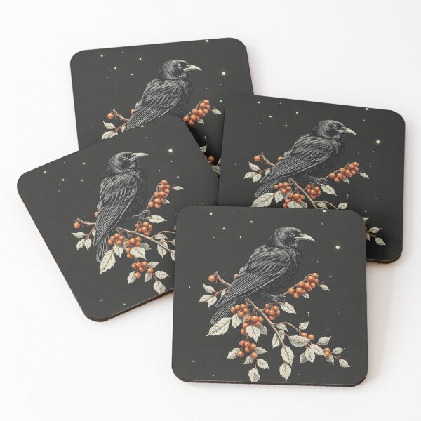 Item preview, Raven and Holly Vintage Engraving, Gothic Christmas Art designed and sold by GildedFolio.