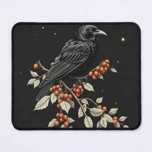 Item preview, Raven and Holly Vintage Engraving, Gothic Christmas Art designed and sold by GildedFolio.