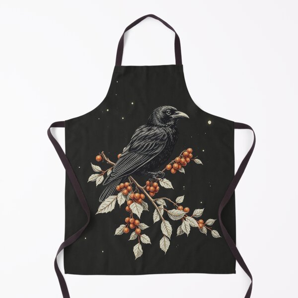 Item preview, Raven and Holly Vintage Engraving, Gothic Christmas Art designed and sold by antissocialcat.