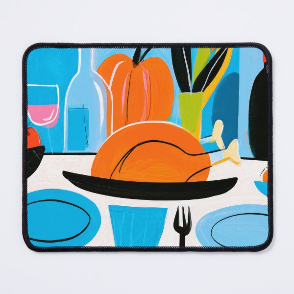 Item preview, Vibrant Thanksgiving Feast Table with Roasted Turkey, Colorful Fruits and Festive Food and Drink designed and sold by OlfactoART Studio.