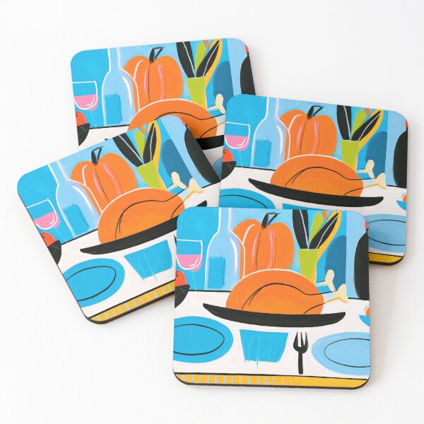 Item preview, Vibrant Thanksgiving Feast Table with Roasted Turkey, Colorful Fruits and Festive Food and Drink designed and sold by OlfactoART Studio.