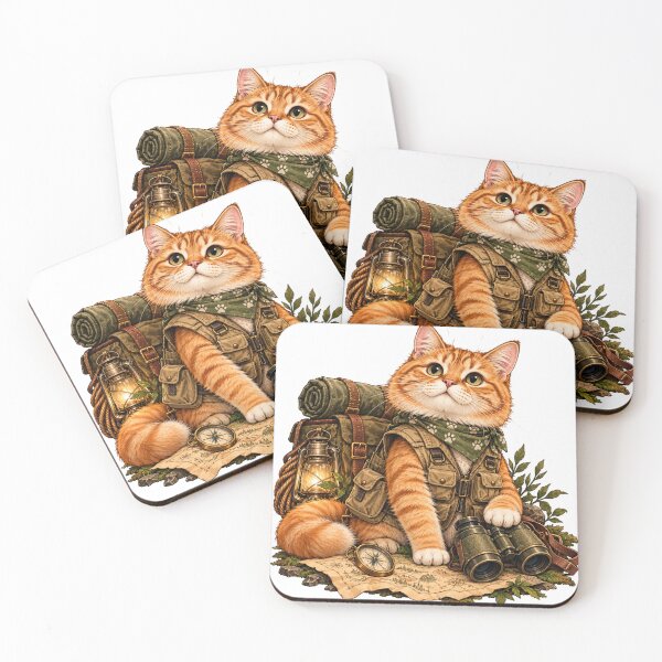 Item preview, Adventure Cat Explorer with Outdoor Gear designed and sold by CanArtVision.
