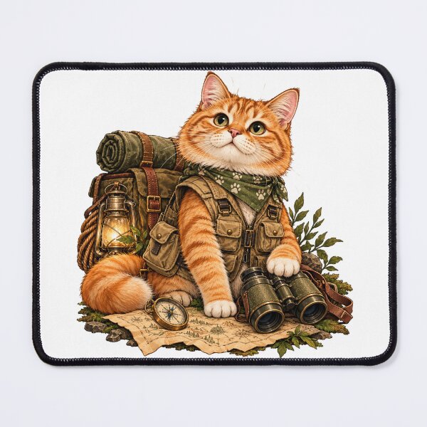 Item preview, Adventure Cat Explorer with Outdoor Gear designed and sold by CanArtVision.