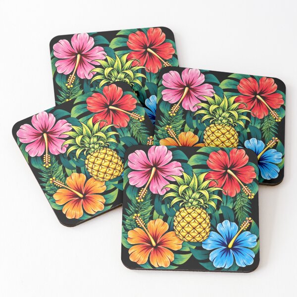 Item preview, Hawaiian Pineapple & Colorful Hibiscus Tropical Pattern designed and sold by Plus91BIRD.