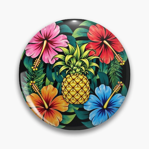 Item preview, Hawaiian Pineapple & Colorful Hibiscus Tropical Pattern designed and sold by Plus91BIRD.