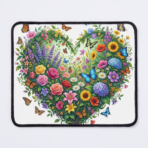 Item preview, Floral Heart Wreath with Colorful Butterflies designed and sold by Sanan Israyilli.
