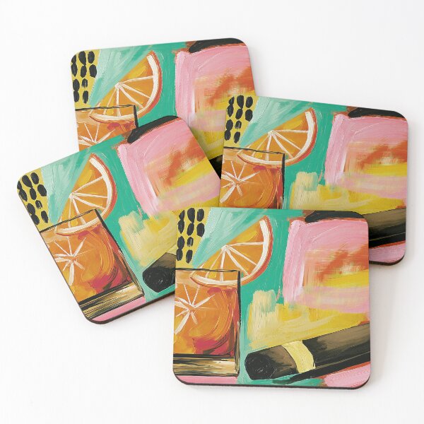 Item preview, Abstract Cocktail and Cigar Artwork with Bold Brushstrokes, Vivid Colors and Luxury Lounge Style designed and sold by OlfactoART Studio.