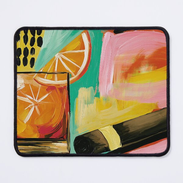 Item preview, Abstract Cocktail and Cigar Artwork with Bold Brushstrokes, Vivid Colors and Luxury Lounge Style designed and sold by OlfactoART Studio.