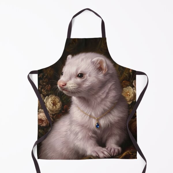 Item preview, Regal White Ferret with Sapphire Pendant Necklace designed and sold by Real Beast Art.