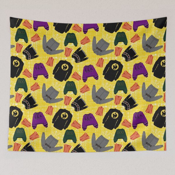 Item preview, Halloween Sweater Season, Yellow Burlap Background designed and sold by Purposely Designed.