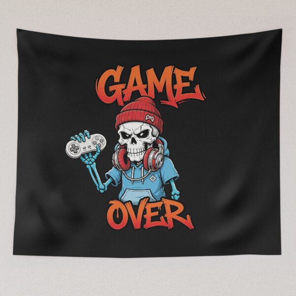 Item preview, Skeleton Gamer “GAME OVER” Street‑Art Hoodie designed and sold by Mindful56.
