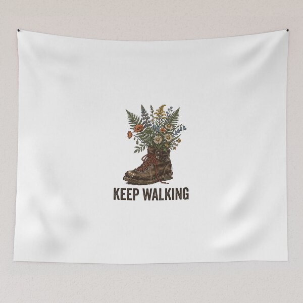 Item preview, Keep Walking Vintage Hiking Boot Wildflowers Art designed and sold by Sanan Israyilli.