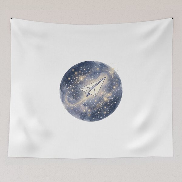 Item preview, Watercolor Paper Airplane Galaxy Space Art designed and sold by Sanan Israyilli.
