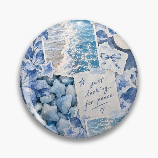 Item preview, Just Looking For Peace | Blue Floral Ocean Collage Art designed and sold by aztrends.