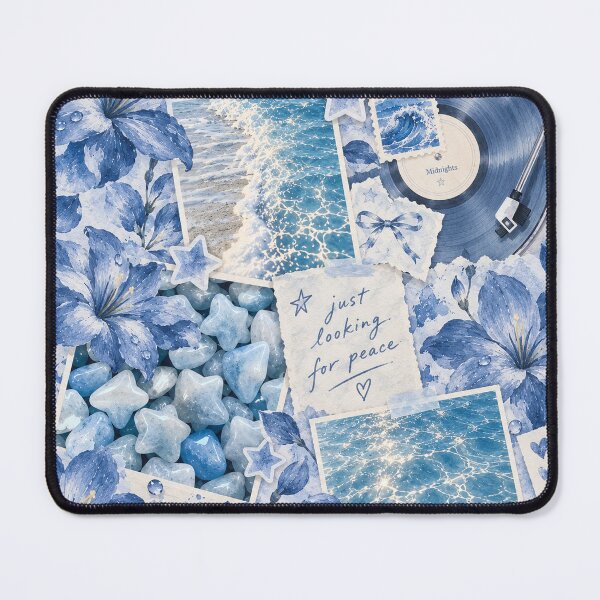 Item preview, Just Looking For Peace | Blue Floral Ocean Collage Art designed and sold by aztrends.