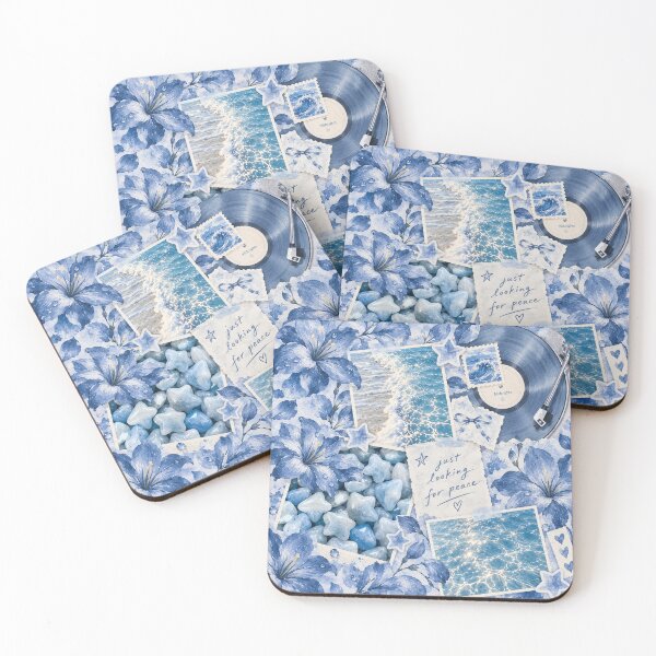 Item preview, Just Looking For Peace | Blue Floral Ocean Collage Art designed and sold by aztrends.