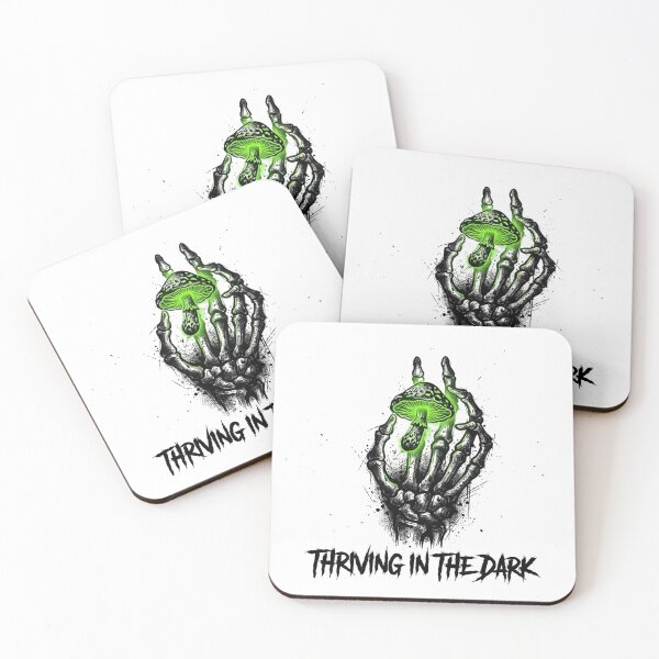 Item preview, Thriving In The Dark Skeleton Hand Magic Mushroom Art designed and sold by Sanan Israyilli.