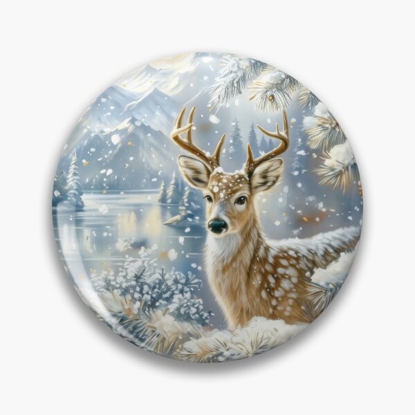 Item preview, Buck in a Snowy Winter Forest Landscape designed and sold by MargaretWiktor.