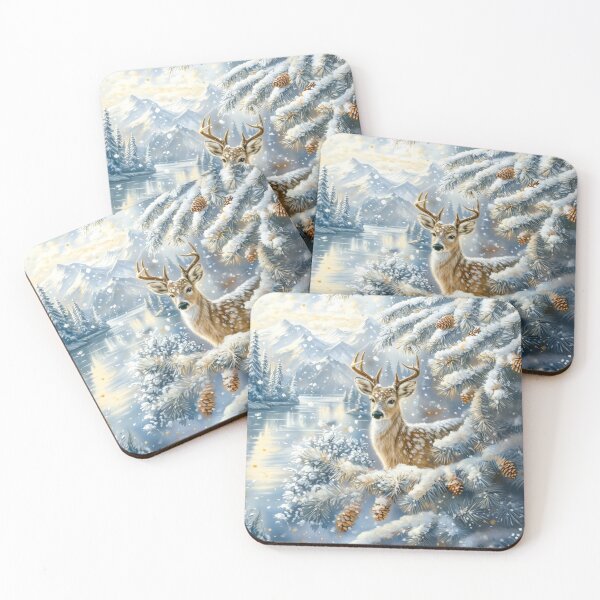 Item preview, Buck in a Snowy Winter Forest Landscape designed and sold by MargaretWiktor.